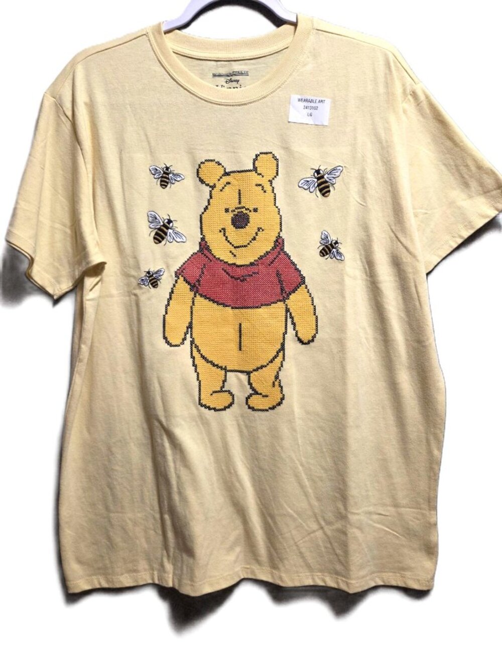 NEW Winnie the Pooh Yellow Embroidered T-Shirt Size L